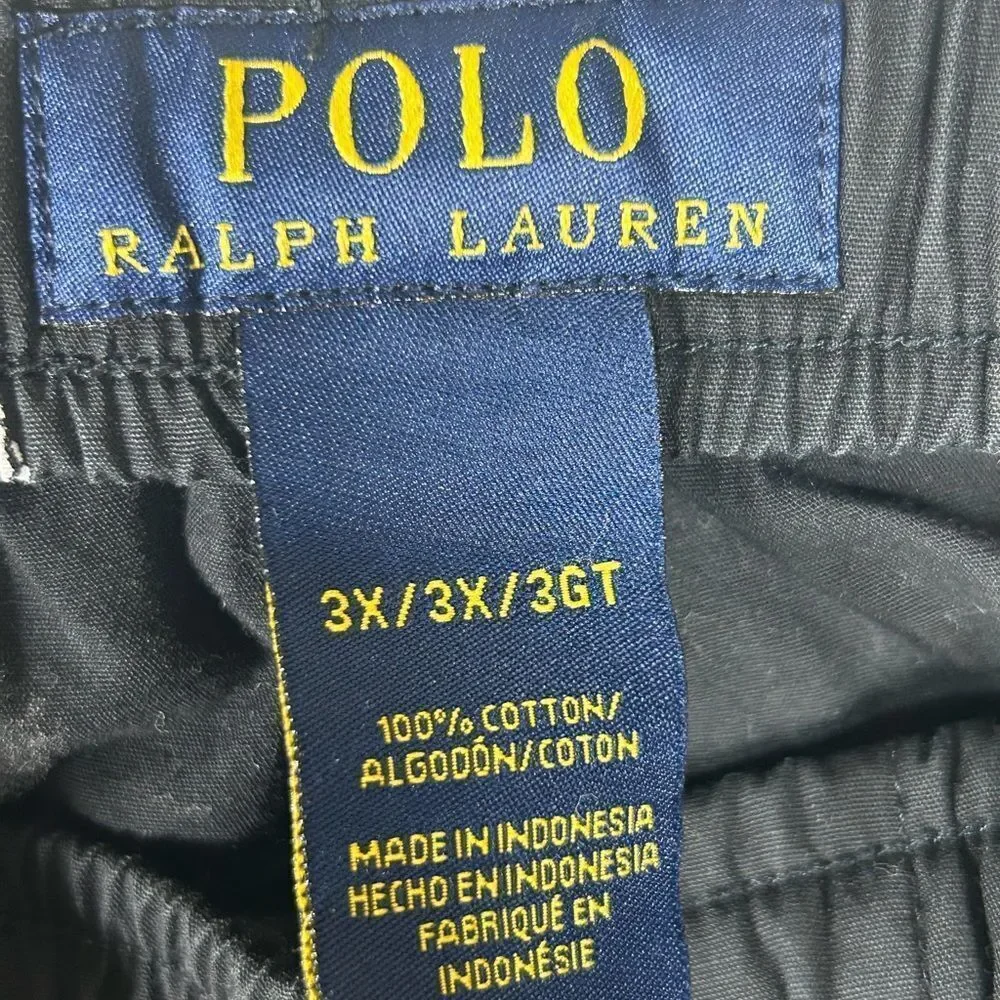 Polo by Ralph Lauren Black Joggers with White Logo Pattern